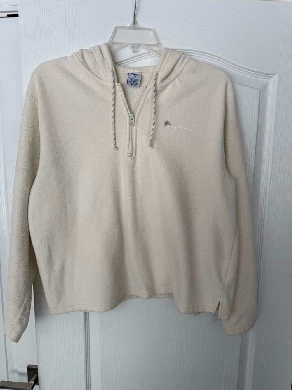 Old Navy Cream Zip-Up Hoodie with Drawstring